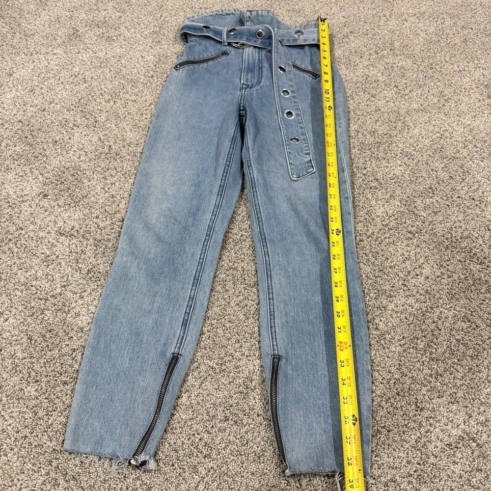 GRLFRND $328 ‘Mia’ Paperbag Belted Skinny Jeans Light Wash High Rise Women’s 25 - Picture 6 of 13